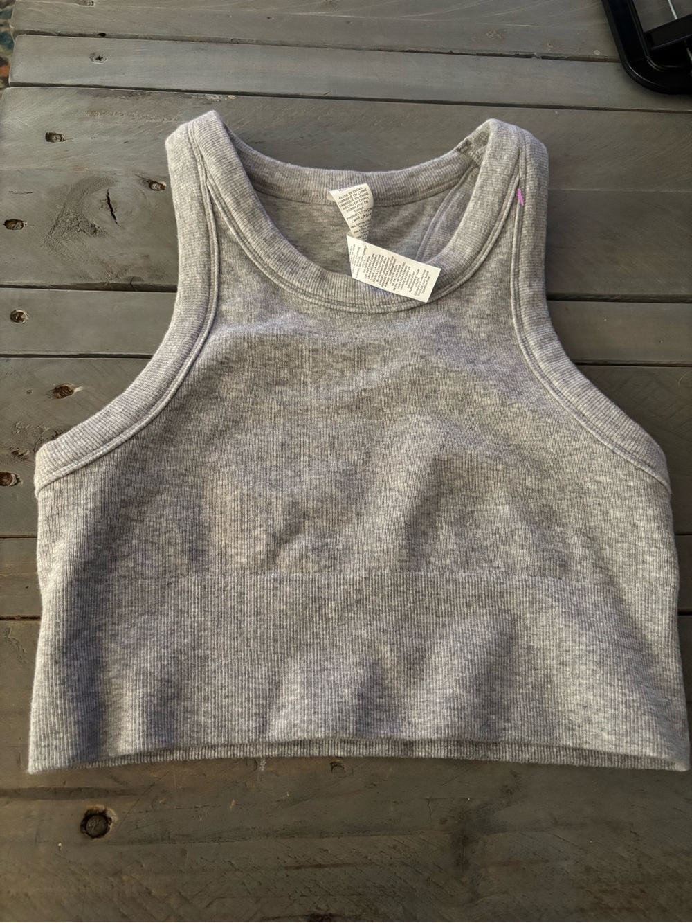 Alo Yoga Seamless Delight High Neck Bra Tank Top Athletic Heather Grey XS